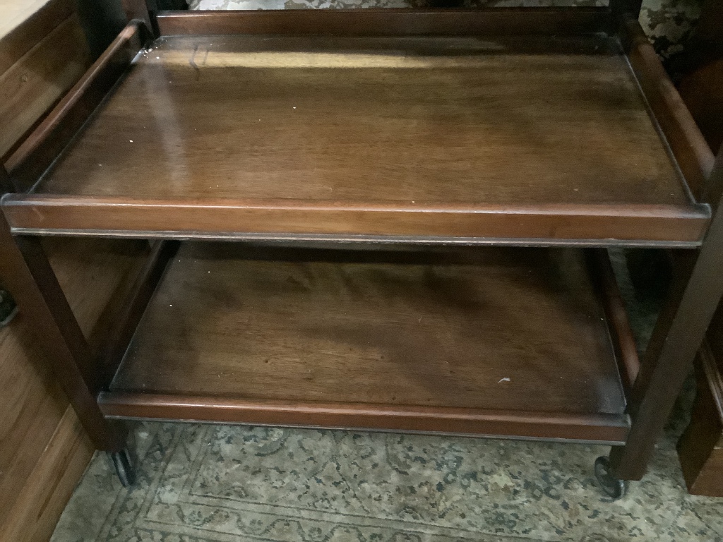 A Victorian mahogany butlers tray on a later stand, width 96cm depth 75cm height 86cm